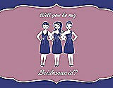 Front View Thumbnail - Electric Blue & Rosebud Will You Be My Bridesmaid Card - Girls