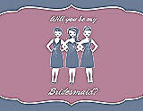 Front View Thumbnail - Larkspur Blue & Rosebud Will You Be My Bridesmaid Card - Girls