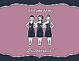 Front View Thumbnail - Midnight Navy & Rosebud Will You Be My Bridesmaid Card - Girls