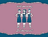 Front View Thumbnail - Ocean Blue & Rosebud Will You Be My Bridesmaid Card - Girls
