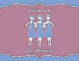 Front View Thumbnail - Periwinkle - PANTONE Serenity & Rosebud Will You Be My Bridesmaid Card - Girls