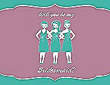 Front View Thumbnail - Pantone Turquoise & Rosebud Will You Be My Bridesmaid Card - Girls