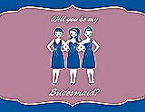 Front View Thumbnail - Royal Blue & Rosebud Will You Be My Bridesmaid Card - Girls