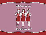 Front View Thumbnail - Ribbon Red & Rosebud Will You Be My Bridesmaid Card - Girls