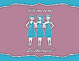 Front View Thumbnail - Turquoise & Rosebud Will You Be My Bridesmaid Card - Girls