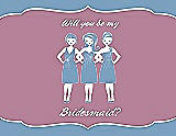 Front View Thumbnail - Windsor Blue & Rosebud Will You Be My Bridesmaid Card - Girls