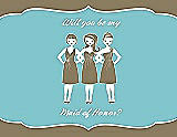 Front View Thumbnail - Antique Gold & Spa Will You Be My Maid of Honor Card - Girls