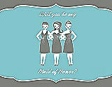 Front View Thumbnail - Charcoal Gray & Spa Will You Be My Maid of Honor Card - Girls