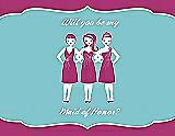 Front View Thumbnail - Cerise & Spa Will You Be My Maid of Honor Card - Girls