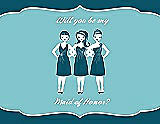 Front View Thumbnail - Peacock Teal & Spa Will You Be My Maid of Honor Card - Girls