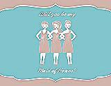 Front View Thumbnail - Pearl Pink & Spa Will You Be My Maid of Honor Card - Girls