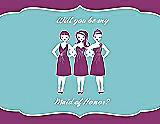 Front View Thumbnail - Persian Plum & Spa Will You Be My Maid of Honor Card - Girls