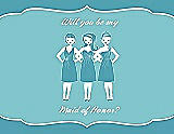 Front View Thumbnail - Aquamarine & Spa Will You Be My Maid of Honor Card - Girls