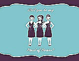 Front View Thumbnail - Aubergine & Spa Will You Be My Maid of Honor Card - Girls