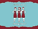 Front View Thumbnail - Claret & Spa Will You Be My Maid of Honor Card - Girls