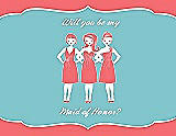 Front View Thumbnail - Coral & Spa Will You Be My Maid of Honor Card - Girls