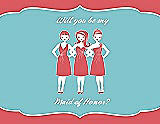 Front View Thumbnail - Perfect Coral & Spa Will You Be My Maid of Honor Card - Girls