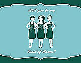 Front View Thumbnail - Hunter Green & Spa Will You Be My Maid of Honor Card - Girls