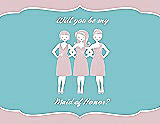 Front View Thumbnail - Ice Pink & Spa Will You Be My Maid of Honor Card - Girls