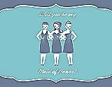 Front View Thumbnail - Larkspur Blue & Spa Will You Be My Maid of Honor Card - Girls