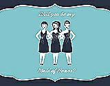 Front View Thumbnail - Midnight Navy & Spa Will You Be My Maid of Honor Card - Girls