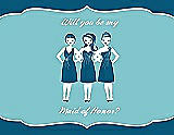 Front View Thumbnail - Ocean Blue & Spa Will You Be My Maid of Honor Card - Girls