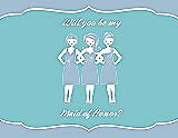 Front View Thumbnail - Pale Blue & Spa Will You Be My Maid of Honor Card - Girls