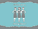 Front View Thumbnail - Pewter & Spa Will You Be My Maid of Honor Card - Girls