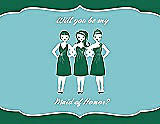 Front View Thumbnail - Pine Green & Spa Will You Be My Maid of Honor Card - Girls