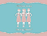 Front View Thumbnail - Petal Pink & Spa Will You Be My Maid of Honor Card - Girls