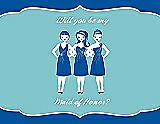 Front View Thumbnail - Royal Blue & Spa Will You Be My Maid of Honor Card - Girls