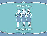 Front View Thumbnail - Windsor Blue & Spa Will You Be My Maid of Honor Card - Girls