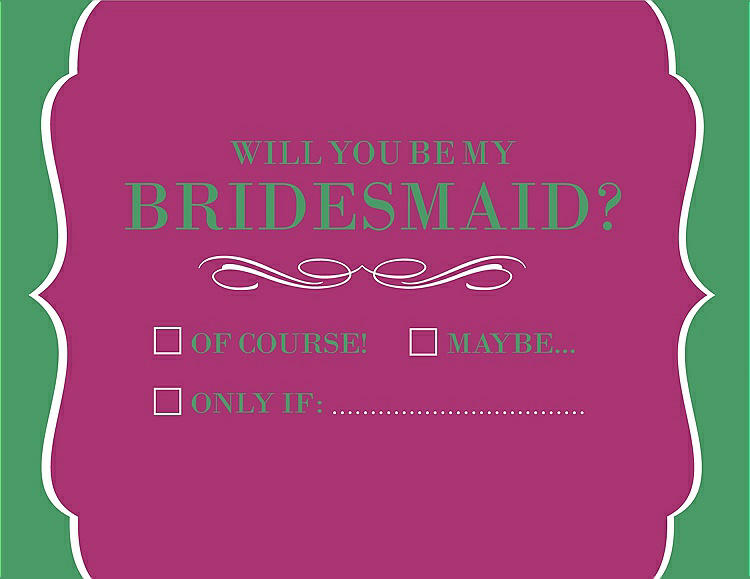 Front View - Cerise & Juniper Will You Be My Bridesmaid Card - Checkbox