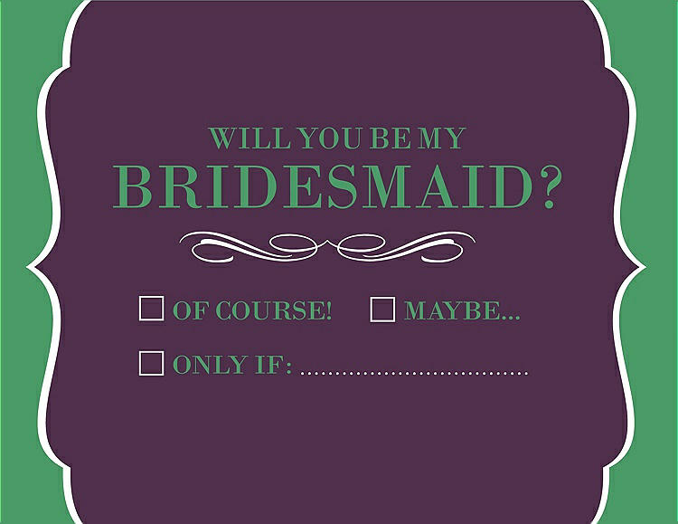 Front View - Aubergine & Juniper Will You Be My Bridesmaid Card - Checkbox