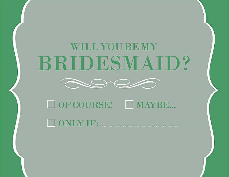 Front View - Celadon & Juniper Will You Be My Bridesmaid Card - Checkbox