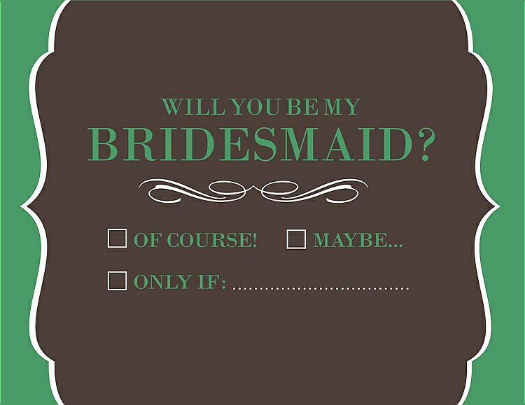 Front View - Chocolate & Juniper Will You Be My Bridesmaid Card - Checkbox