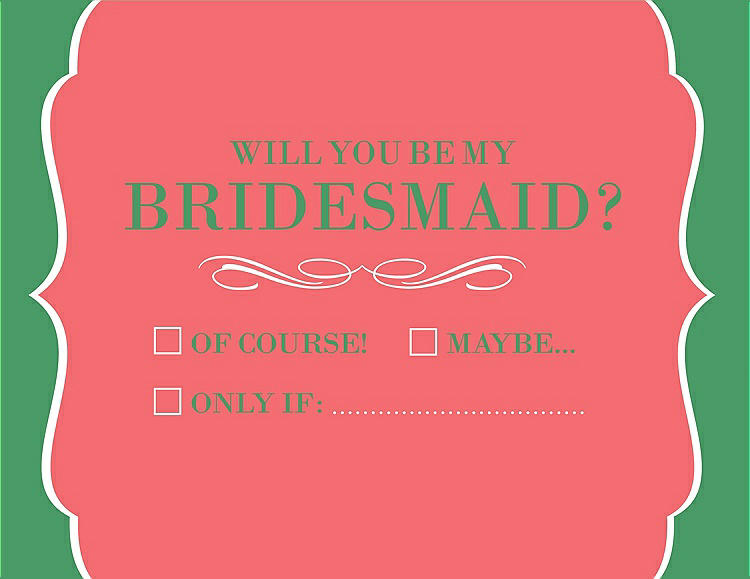 Front View - Coral & Juniper Will You Be My Bridesmaid Card - Checkbox