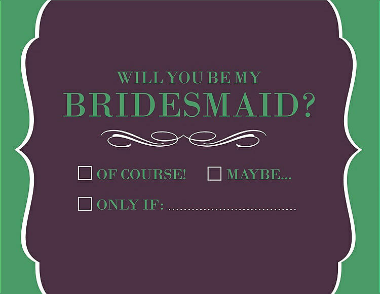 Front View - Eggplant & Juniper Will You Be My Bridesmaid Card - Checkbox
