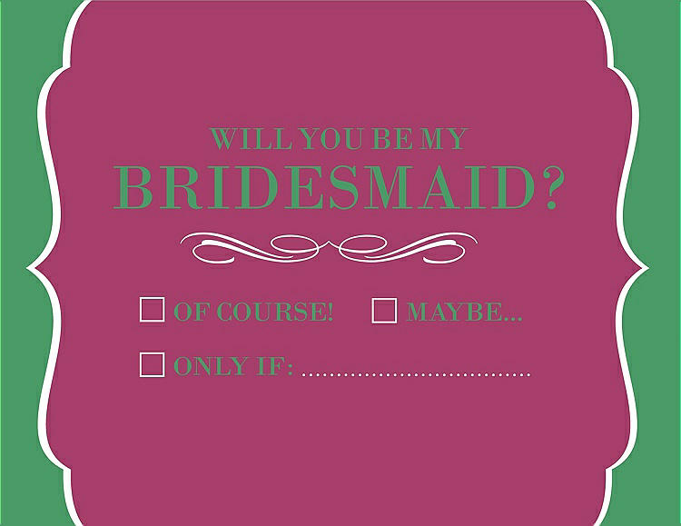 Front View - Fruit Punch & Juniper Will You Be My Bridesmaid Card - Checkbox
