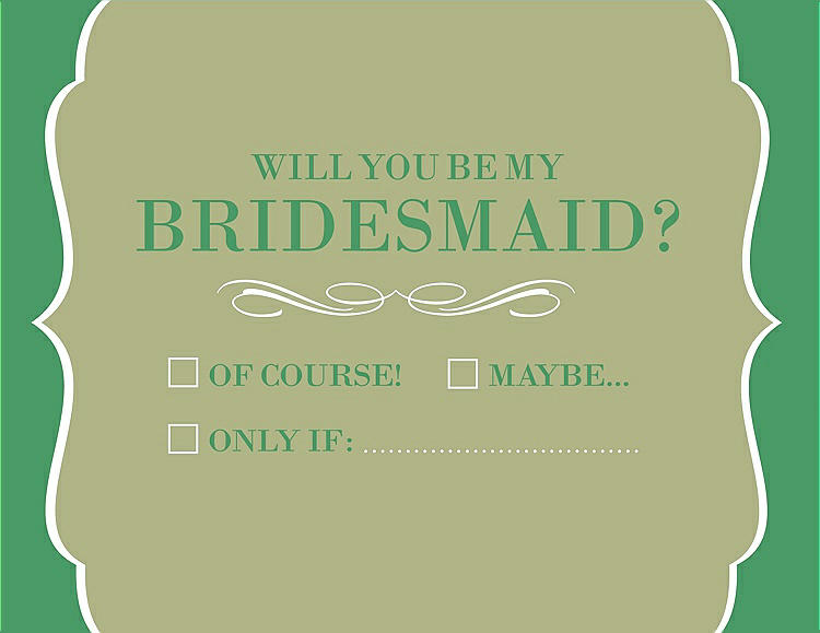 Front View - Mint & Juniper Will You Be My Bridesmaid Card - Checkbox