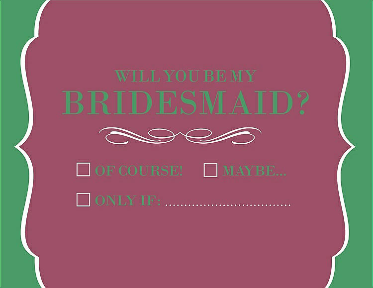Front View - Tea Rose & Juniper Will You Be My Bridesmaid Card - Checkbox