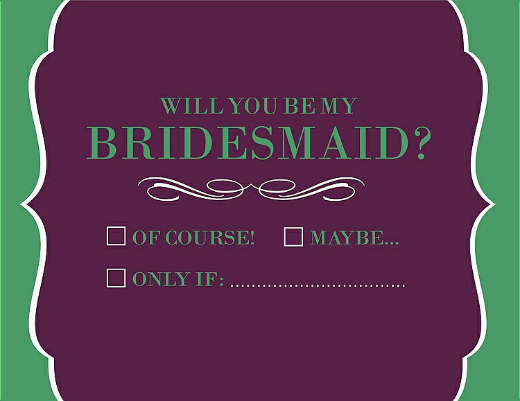 Front View - Wild Berry & Juniper Will You Be My Bridesmaid Card - Checkbox