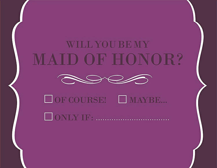 Front View - Paradise & Italian Plum Will You Be My Maid of Honor Card - Checkbox