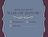 Front View Thumbnail - Larkspur Blue & Italian Plum Will You Be My Maid of Honor Card - Checkbox