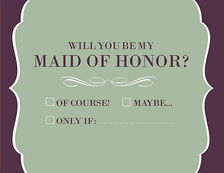 Front View - Mermaid & Italian Plum Will You Be My Maid of Honor Card - Checkbox