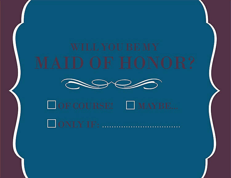 Front View - Ocean Blue & Italian Plum Will You Be My Maid of Honor Card - Checkbox