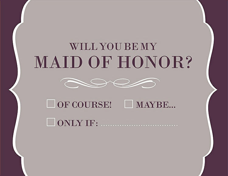 Front View - Pebble Beach & Italian Plum Will You Be My Maid of Honor Card - Checkbox