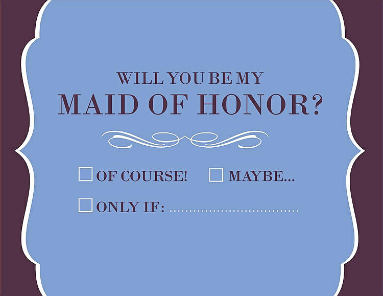 Front View - Periwinkle - PANTONE Serenity & Italian Plum Will You Be My Maid of Honor Card - Checkbox