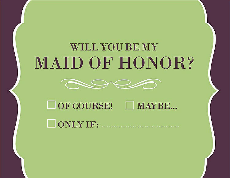 Front View - Pistachio & Italian Plum Will You Be My Maid of Honor Card - Checkbox
