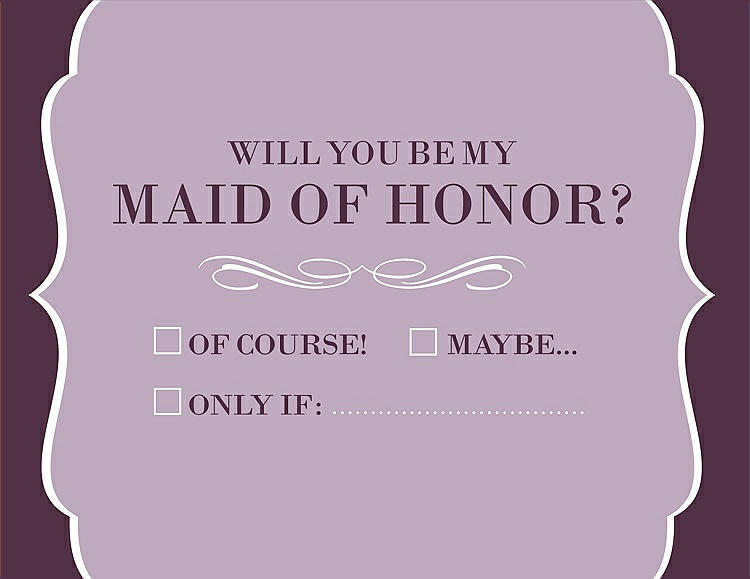 Front View - Wood Violet & Italian Plum Will You Be My Maid of Honor Card - Checkbox